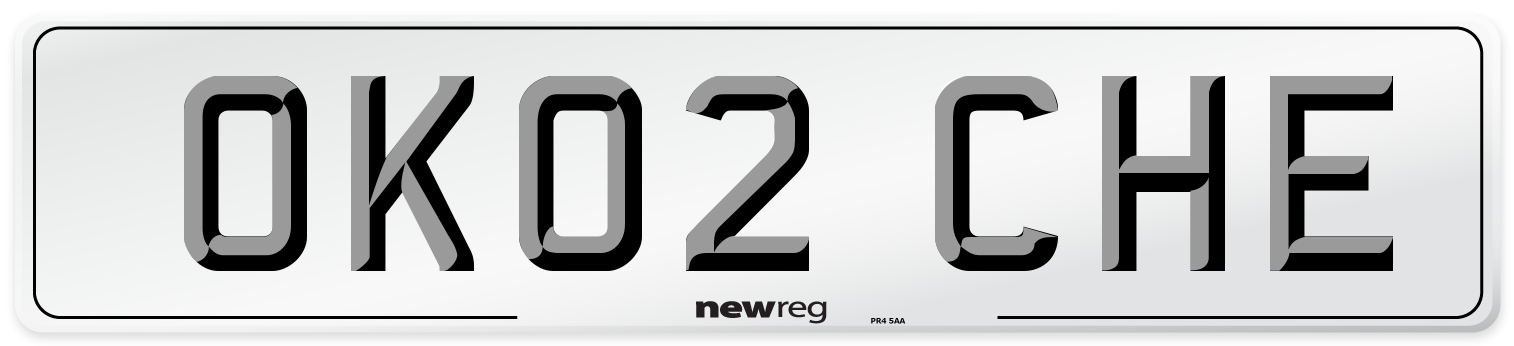 OK02 CHE Number Plate from New Reg